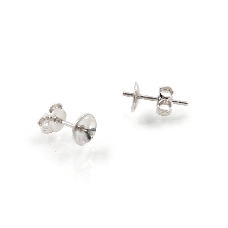 Orecchini argento pressione coppiglia 6mm rodiati