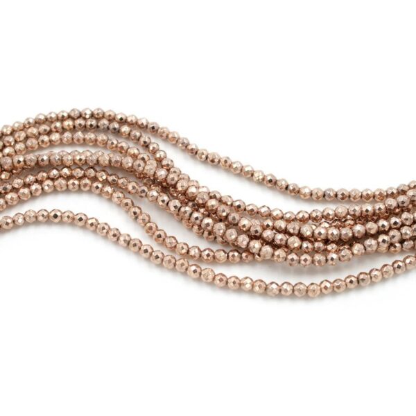 Hematite strands faceted round shape size 3mm - Rosè color