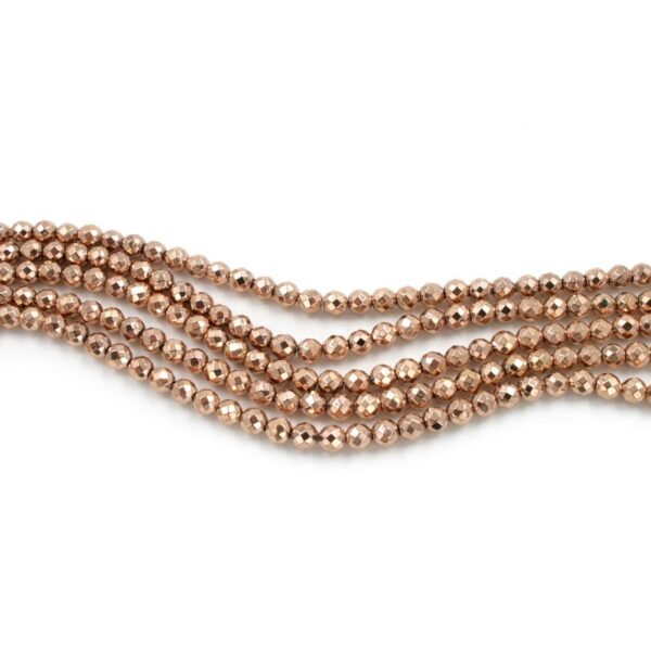 Hematite strands faceted round shape size 4mm - Rosè color