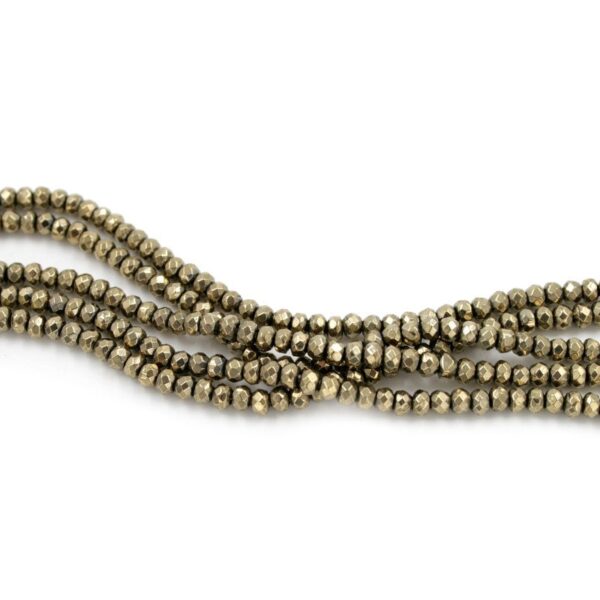 Hematite strands faceted washer shape size 3x2mm - Pyrite color