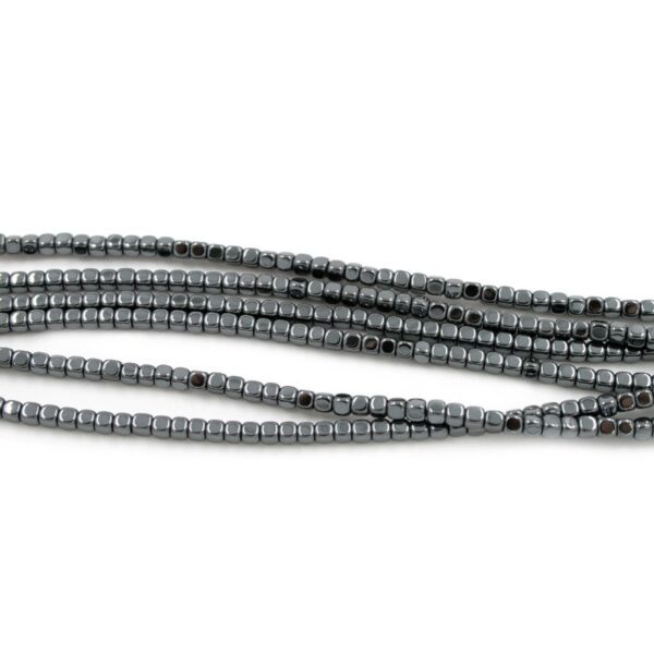 Hematite strands dice shape size 2mm