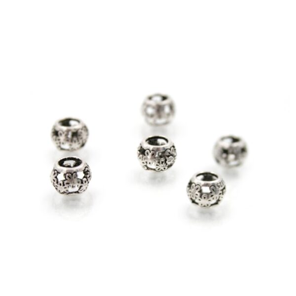 Sterling silver spacer perforated barrel shape size 8x6mm