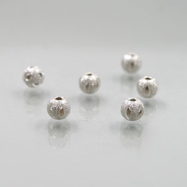 Sterling silver spacer diamond surface round shape size 6mm
