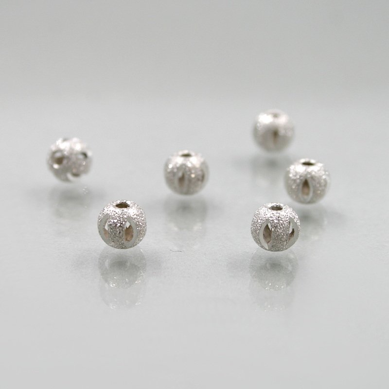 Sterling silver spacer diamond surface round shape size 6mm