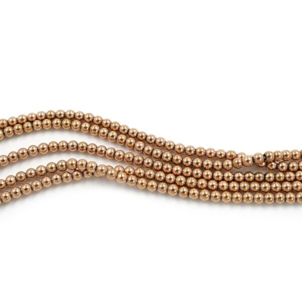 Hematite strands round shape size 3mm - Rosè color