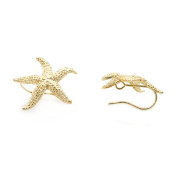 Sterling silver earrings Sea Star shape size 30mm - with Hook