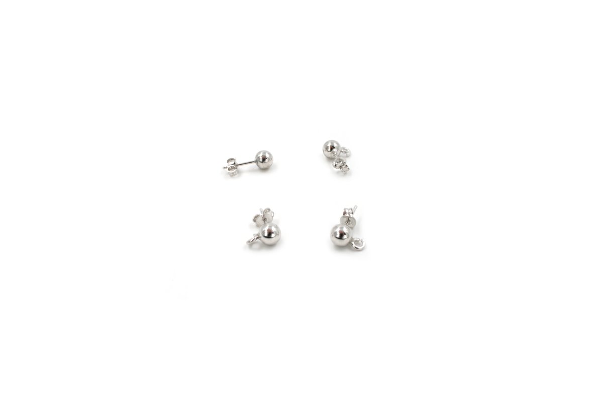 Orecchini A Sfera In Argento Sterling 925 - Diametro 5 Mm, Perno, Semplici Ed Eleganti, Per Ogni Giorno
