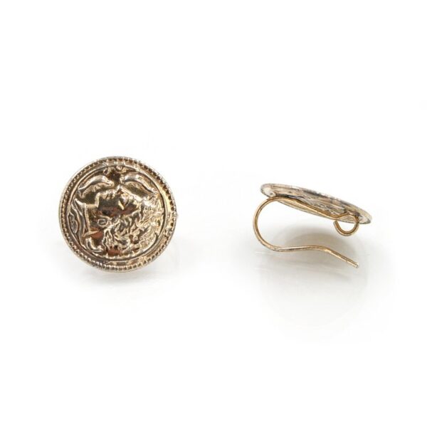 Sterling silver earrings ancient coin shape size 20mm - with Hook