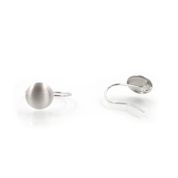 Sterling silver frosted earrings round shape size 11mm - with Hook