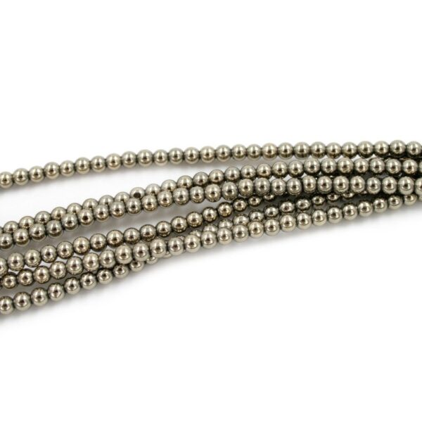 Hematite strands round shape size 3mm - Pyrite color
