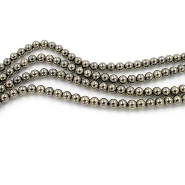 Hematite strands round shape size 6mm - Pyrite color