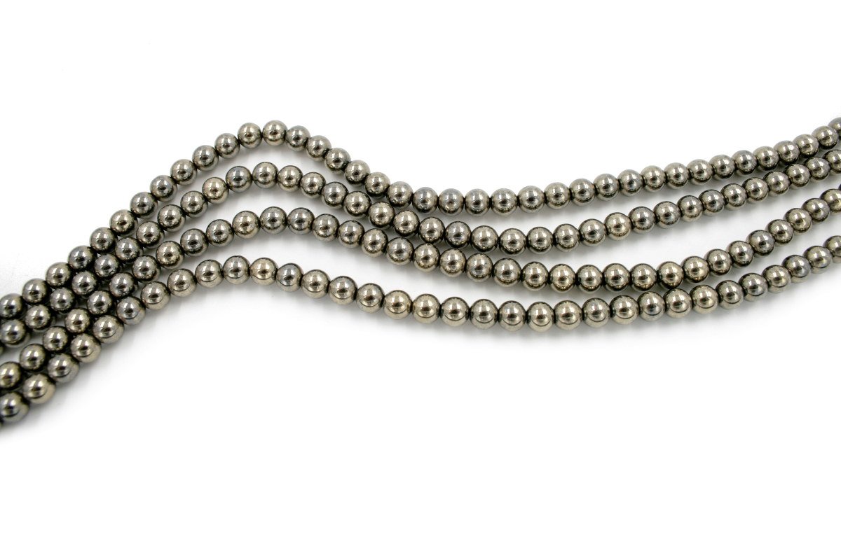 Ematite fili round 6mm - Color Pirite