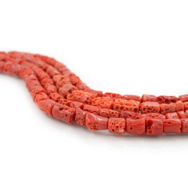 Mediterranean Coral strands cylindrical shape size 14x9mm - 12x8mm