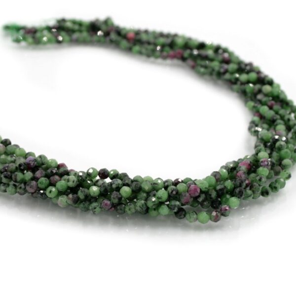 Ruby-Zoisite strands faceted round shape size 4mm