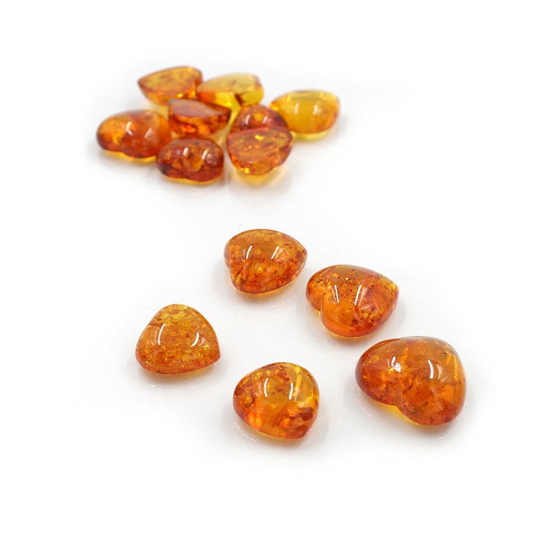 Baltic Amber smooth heart shape - Flat Base
