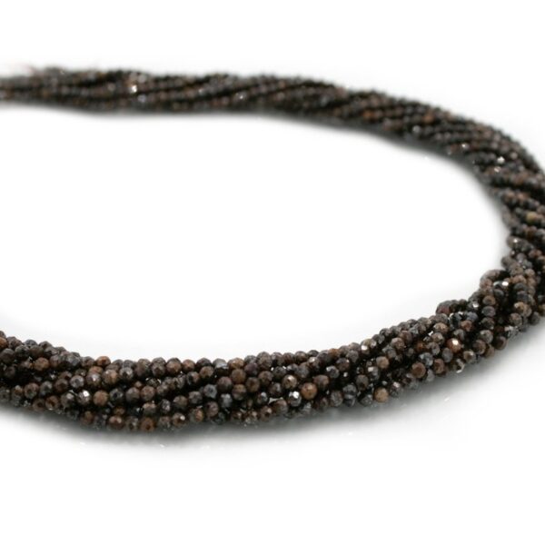 Bronzite strands faceted round shape size 2mm