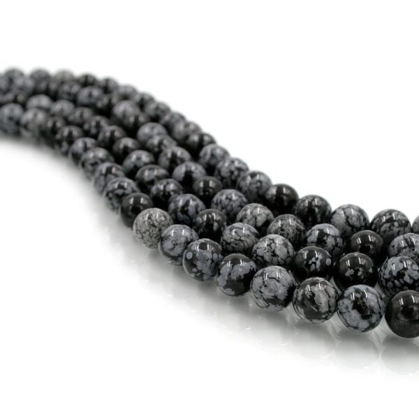 Snowflake Obsidian strands round beads 4mm to 10mm