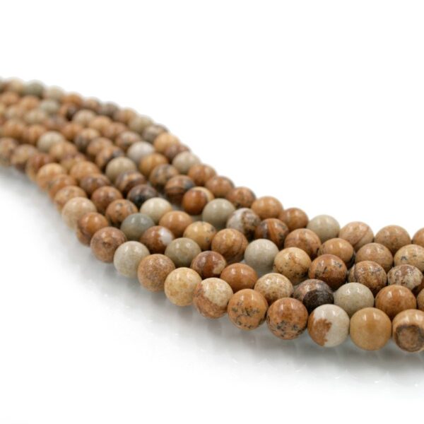 Paesina strands round beads 6mm to 8mm
