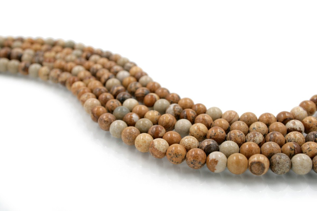 Paesina strands round beads 6mm to 8mm