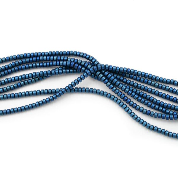 Hematite strands faceted washer shape size 4x3mm - Frosted Blue