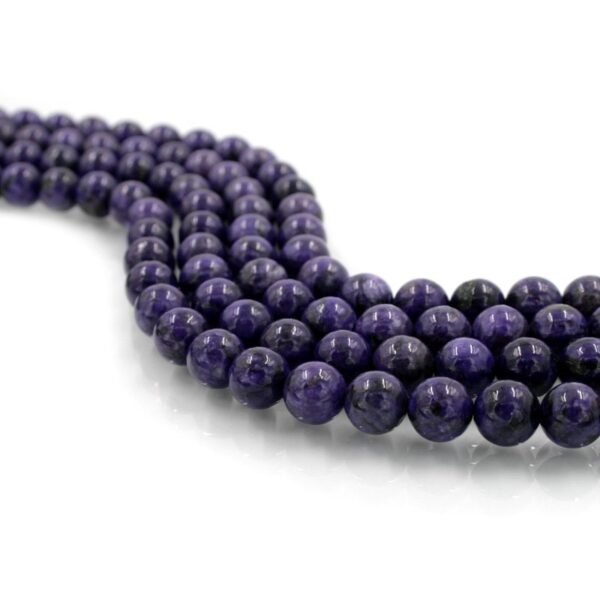 Charoite strands round beads 6mm to 12mm