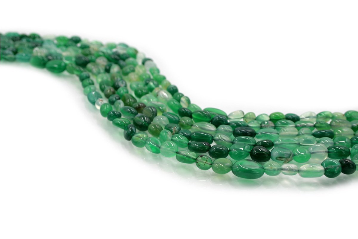 Green Agate strands stone shape size ~ 10x6mm