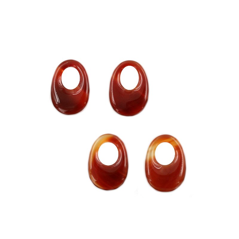 Agata Rossa coppia creole ovale 35x25mm