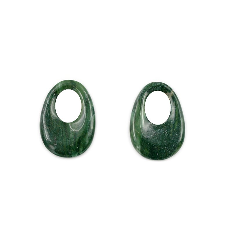 Diaspro Verde coppia creole ovale 35x25mm