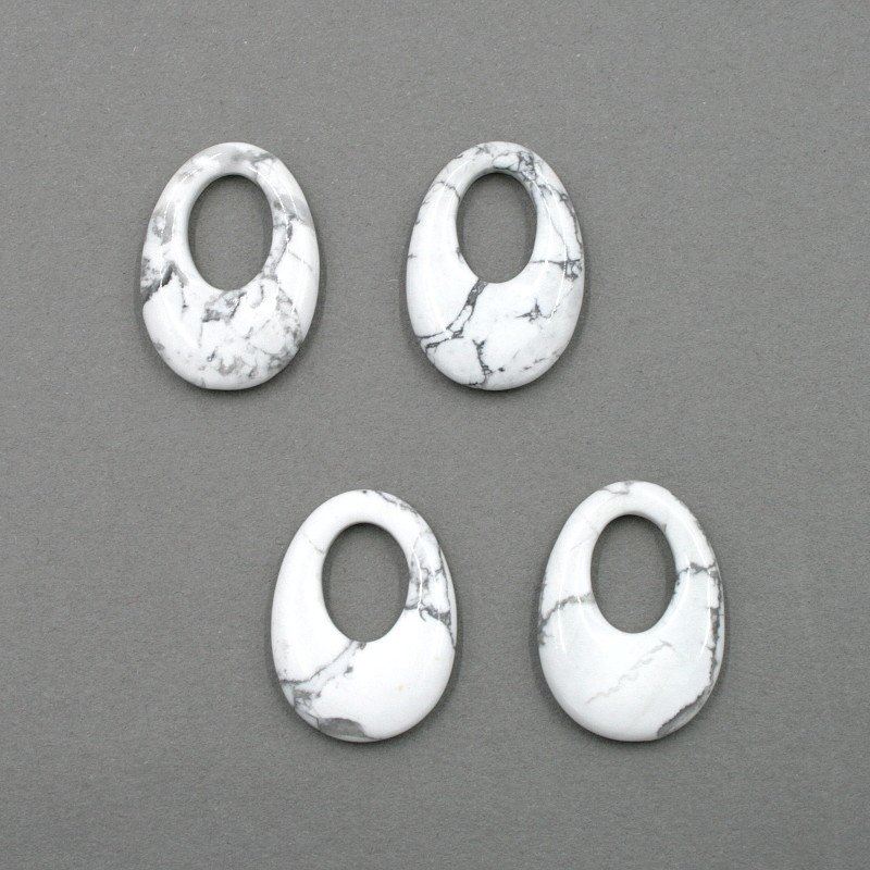 Howlite coppia creole ovale 35x25mm