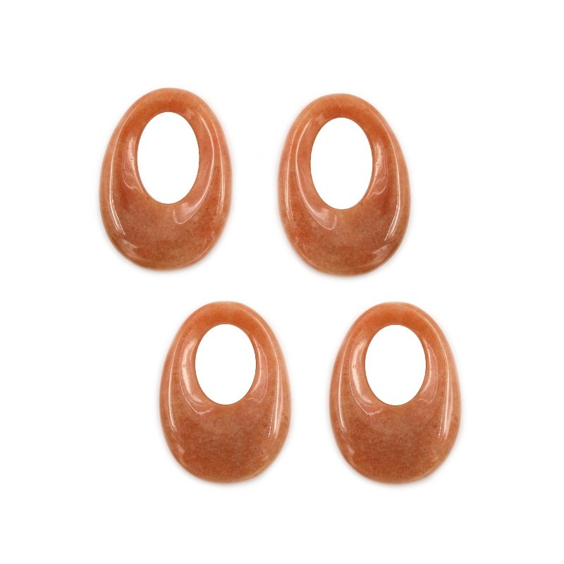 Peach avventurina coppia creole ovale 35x25mm