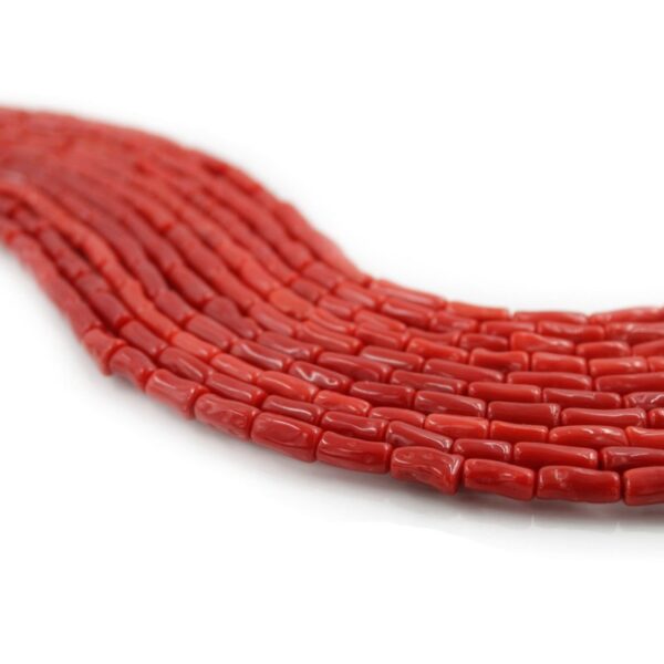 Mediterranean Coral strands cylindrical dark color shape size 4x6 - 4x10mm