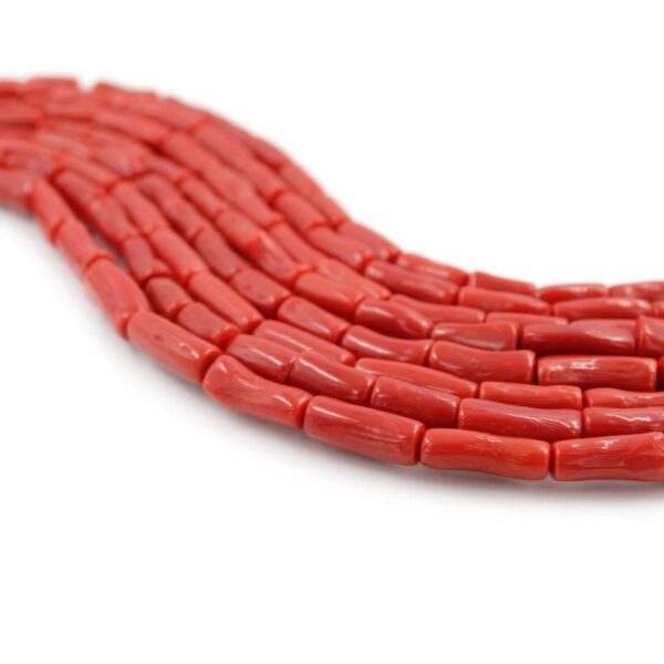 Mediterranean Coral strands cylindrical shape size 6x14mm