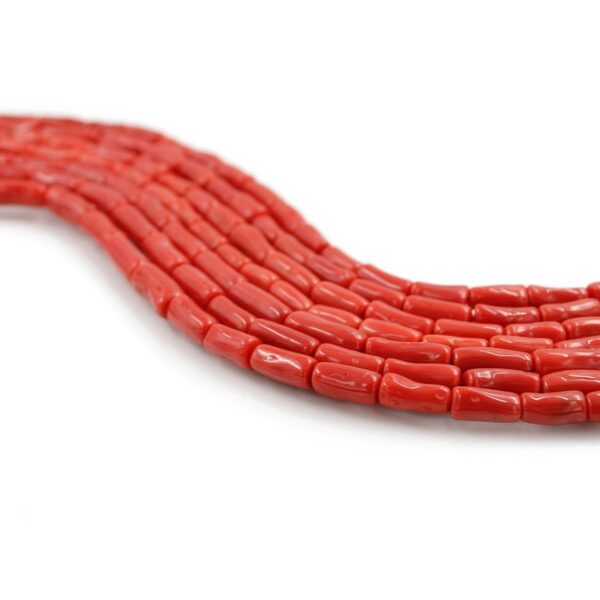 Mediterranean Coral strands cylindrical shape size 5x10mm