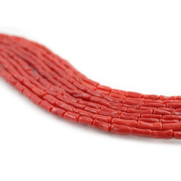 Mediterranean Coral strands cylindrical shape size 3x8mm