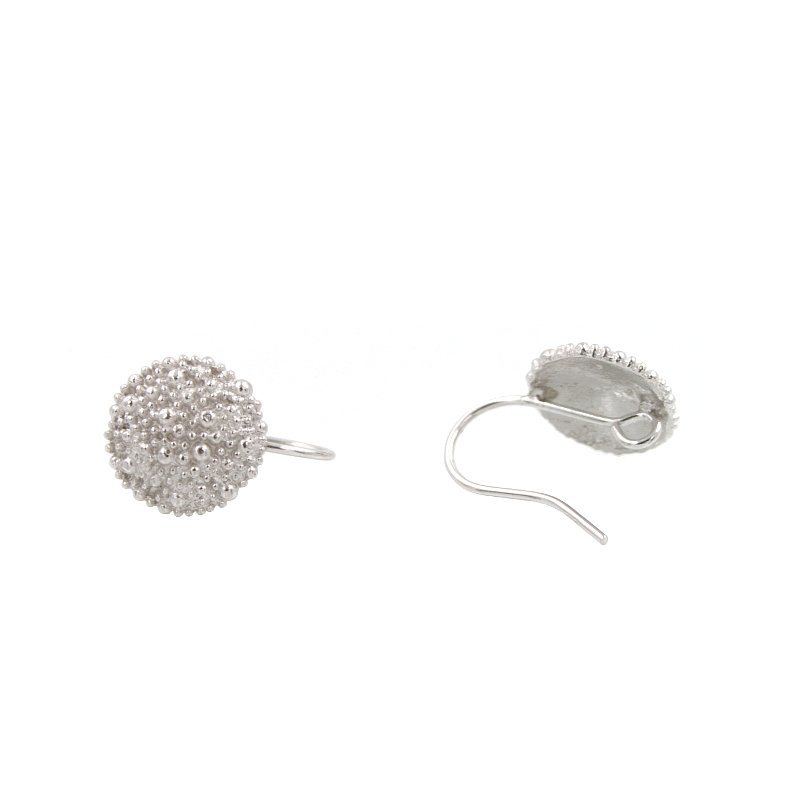 Orecchini argento tondi granulati 14mm
