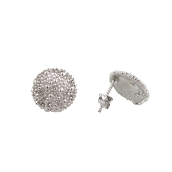 Orecchini argento tondi granulati 14mm con perno