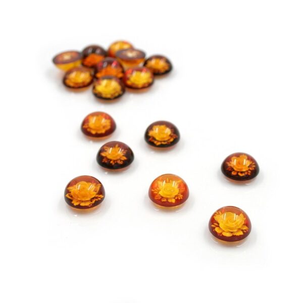 Baltic Amber engraved cabochon round shape size 14mm