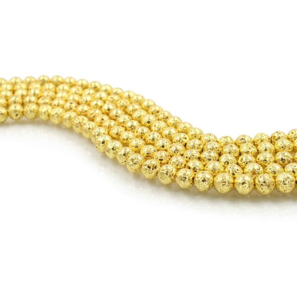 Lava strands round beads 4mm to 8mm - Golden Galvanic Bath