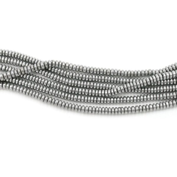 Hematite strands washer shape size 4x2mm - Silver Color