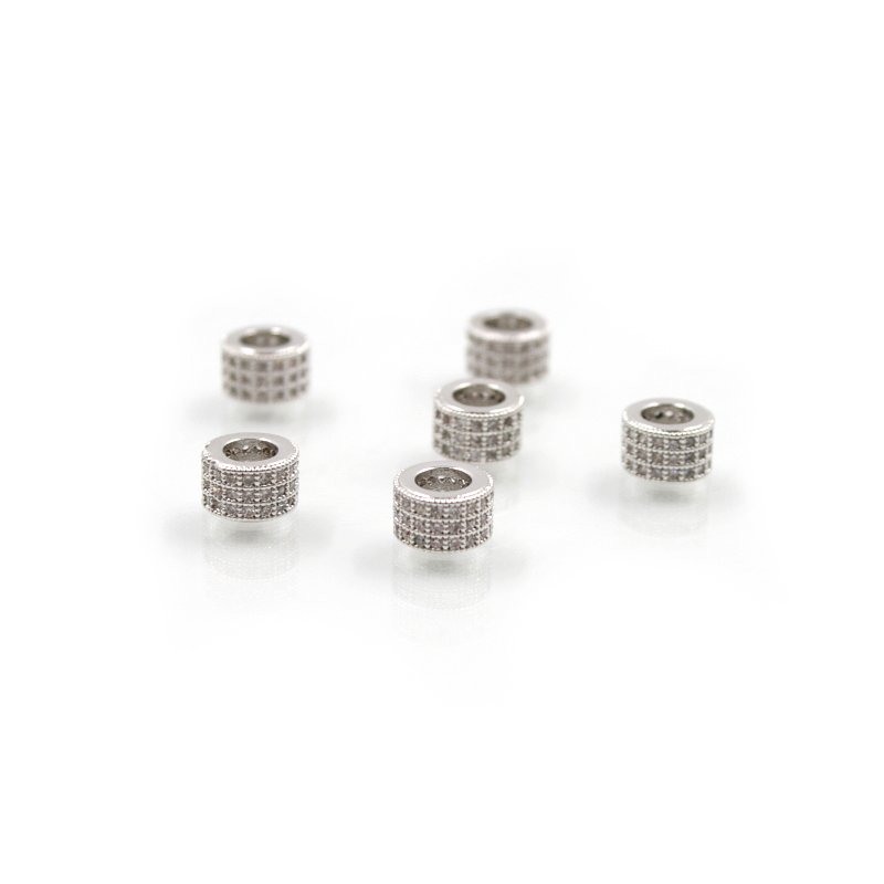 Rondelle in ottone pave' zirconate 7x5mm (Bianchi)
