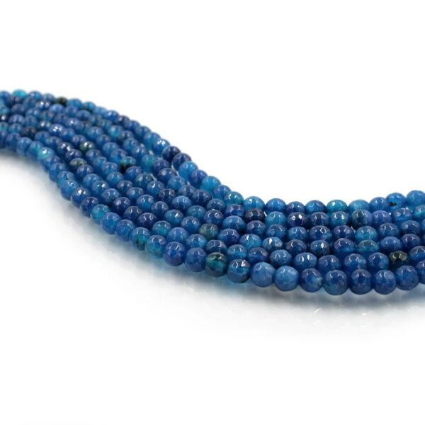 Agata tinta fili round sfaccettati 6mm - Blu