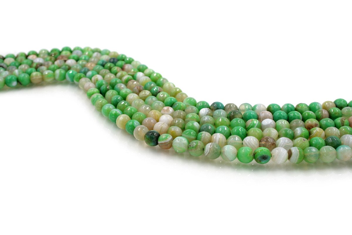 Agata tinta fili round sfaccettati 8mm - Verde Multicolor