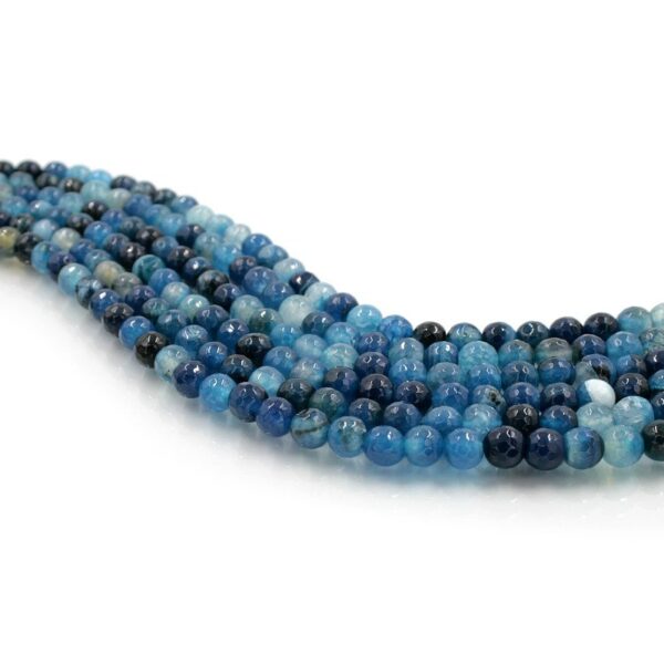 Agata tinta fili round sfaccettati 8mm - Blu Multicolor