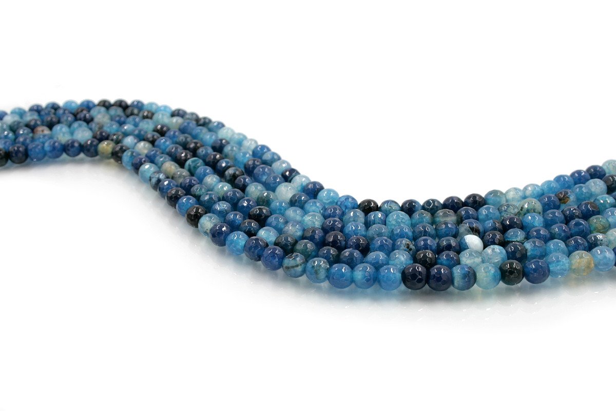 Agata tinta fili round sfaccettati 8mm - Blu Multicolor