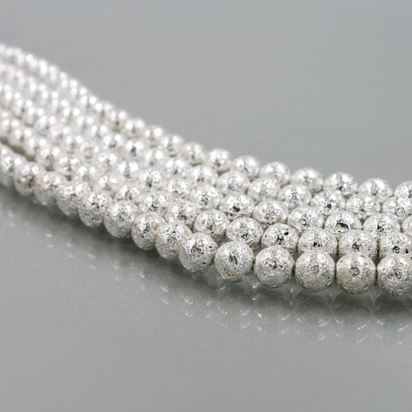 Lava strands round beads 4mm to 8mm - Silver Galvanic Bath