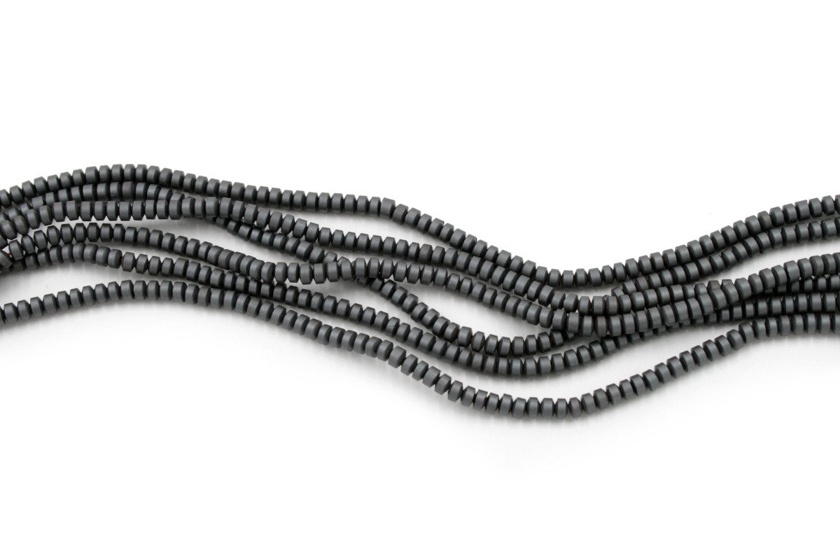 Hematite strands frosted washer shape size 3x2mm