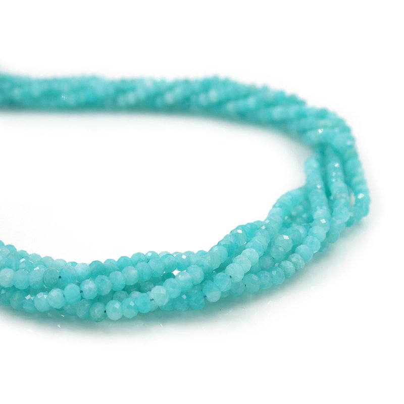 Amazonite strands faceted round shape size 5x3mm