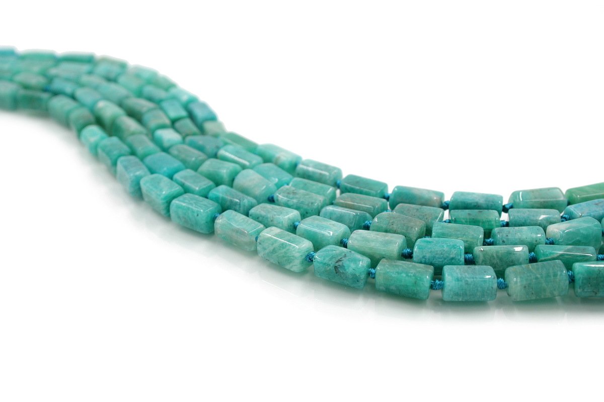 Amazonite strands faceted cylinder shape size ~12x8mm
