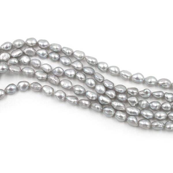 Fresh Water Pearls strands baroque shape size 9-10mm - Silver Color