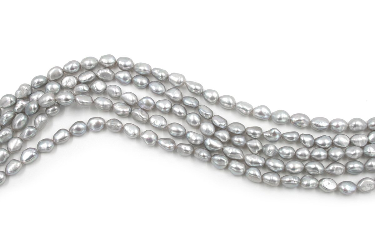 Perle d'acqua Dolce barocche fili 9-10mm - Colore Silver